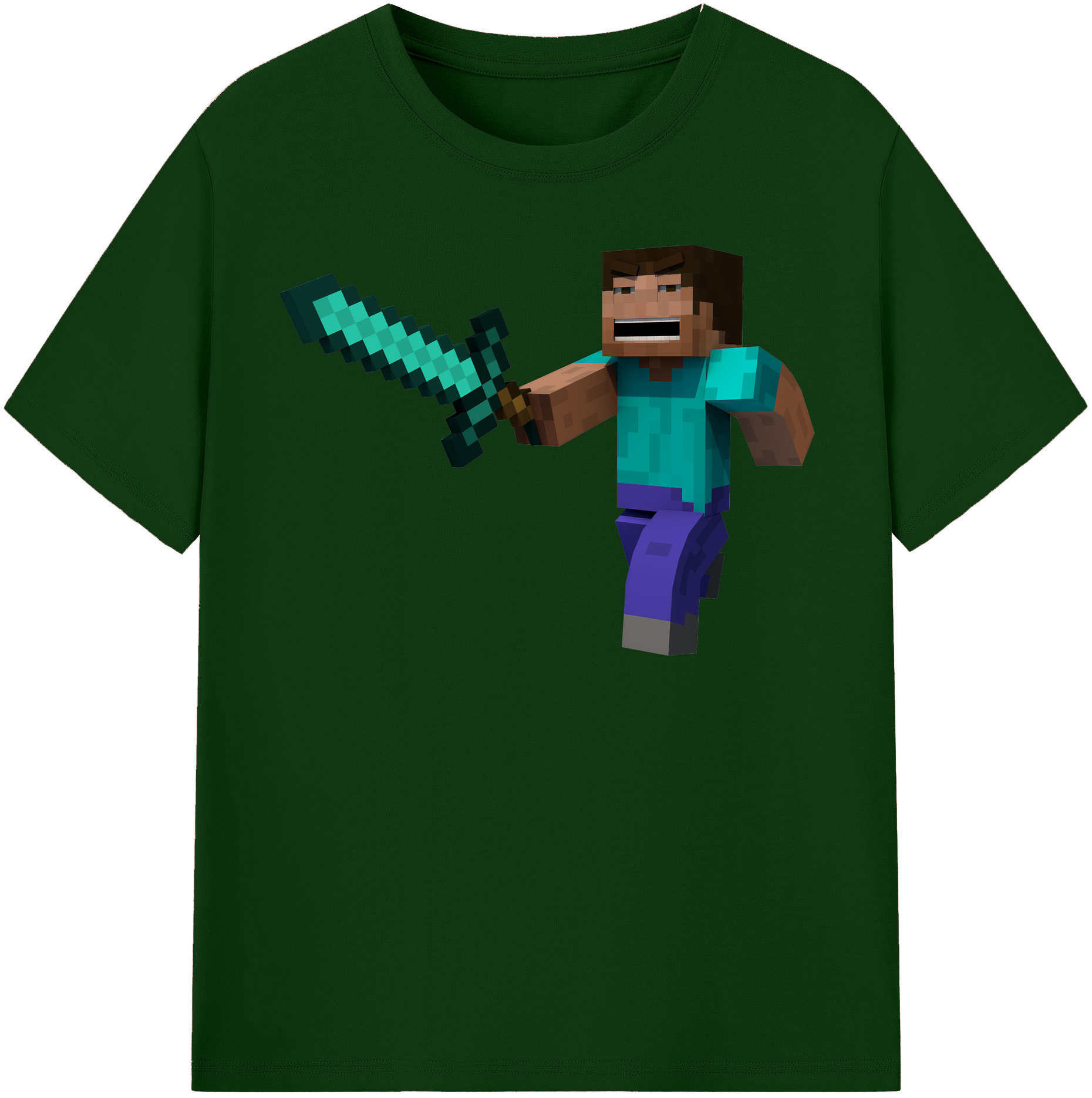 （画像用） マインクラフト ブロックの世界 Minecraft MC Block world 綿100％半袖Tシャツ（フロントプリント）